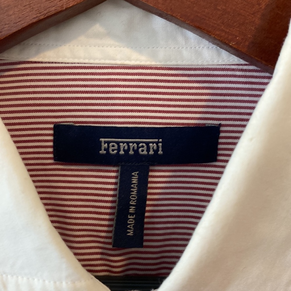 MENS Ferrari euro tailored Red pinstriped shirt with French cuffs. Size L - Picture 3 of 12
